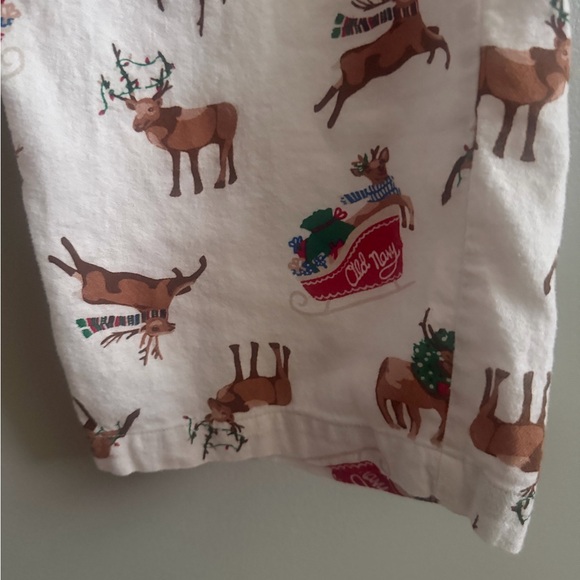 Old Navy White Reindeer XMAS Flannel button up Pajama Set size XL with pockets - Picture 10 of 13
